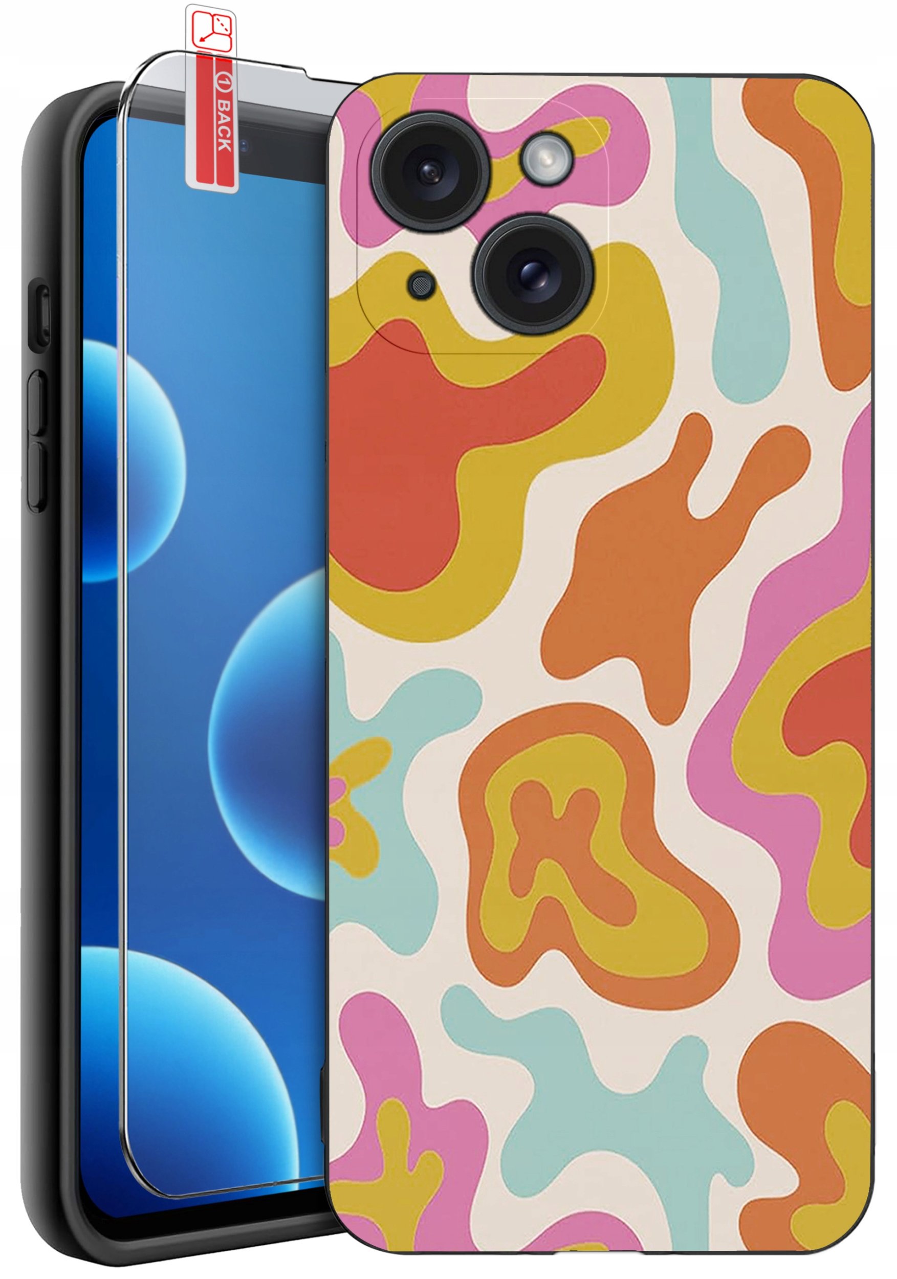 ETUI do iPhone 13 | 14 | WZORY | SILIKONOWE MATT CASE + SZKŁO 9H