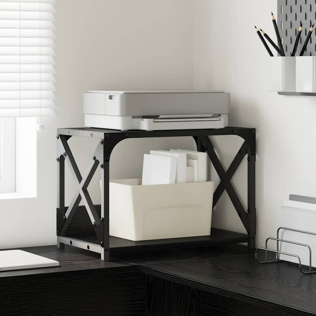 vidaXL Stojak na drukarkę Czarny Dąb 44 x 26 x 31,5 cm