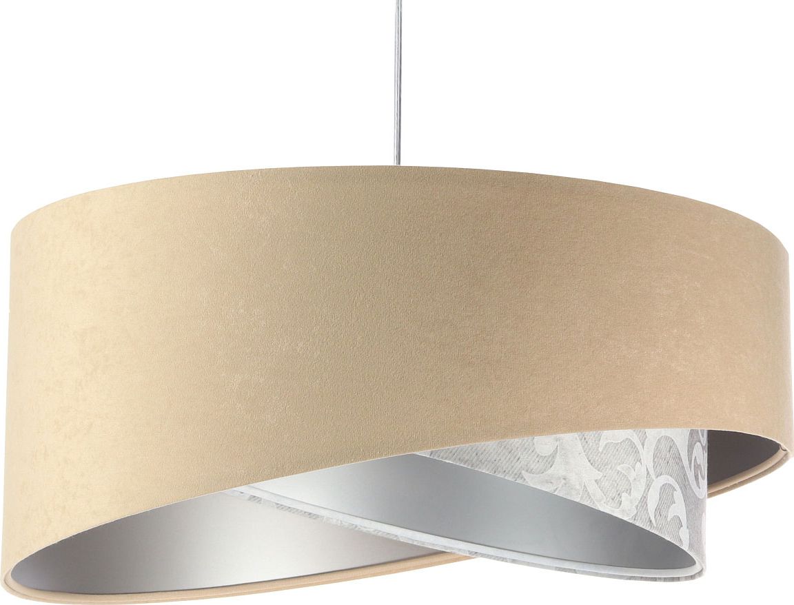 Lampa wisząca Lumes Beżowa welurowa lampa wisząca z wzorem - EXX13-Glora