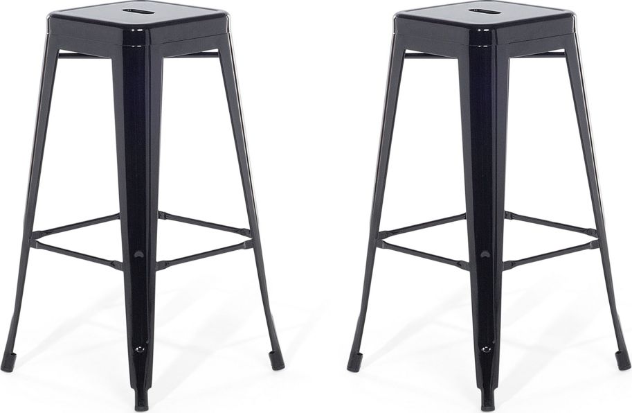 Beliani Zestaw 2 stołków barowych metalowych 76 cm czarny CABRILLO