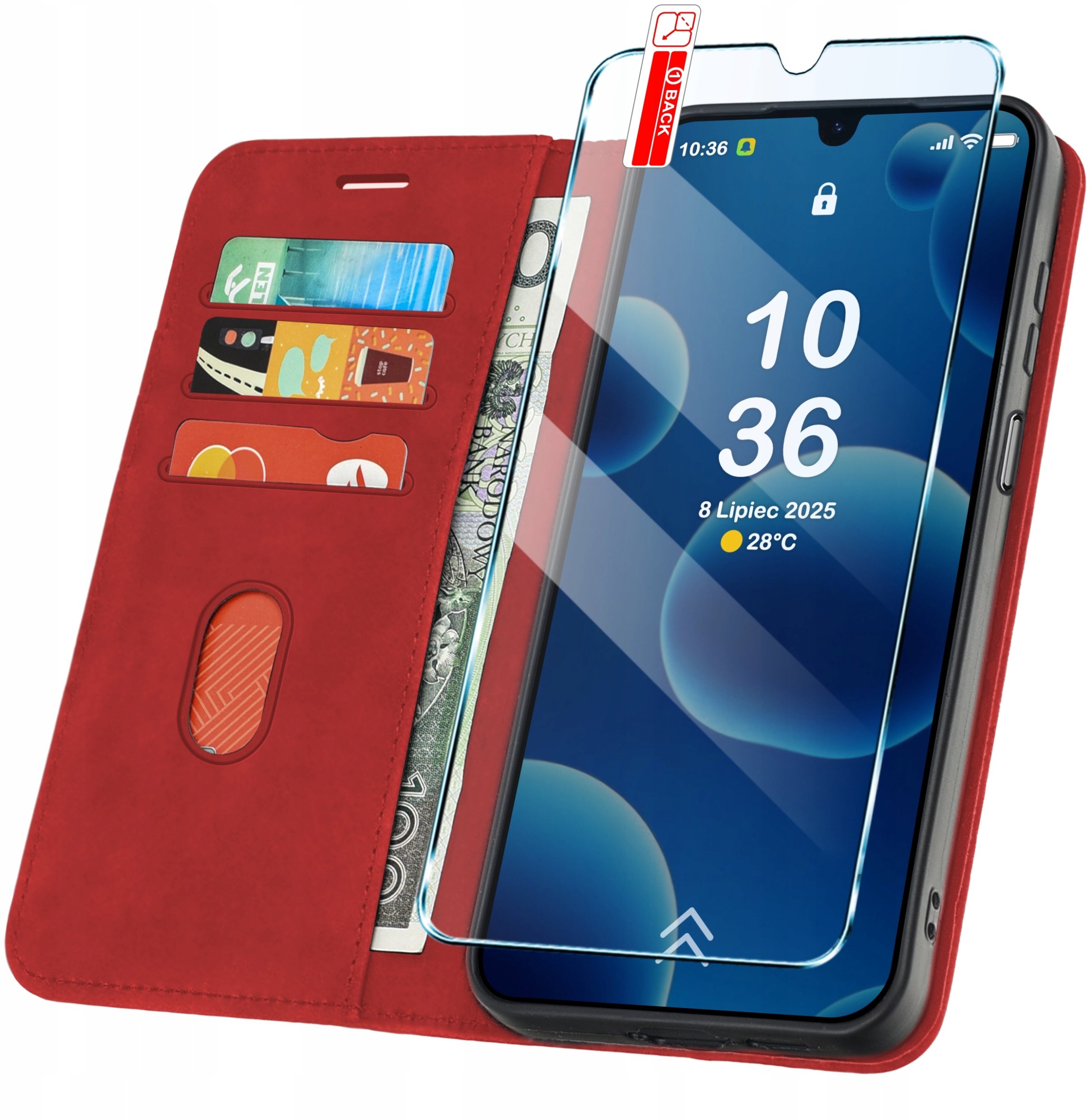 ETUI Z KLAPKĄ do Samsung A17 5G Zamykane Magnetyczne Skórzane + Szkło 9H