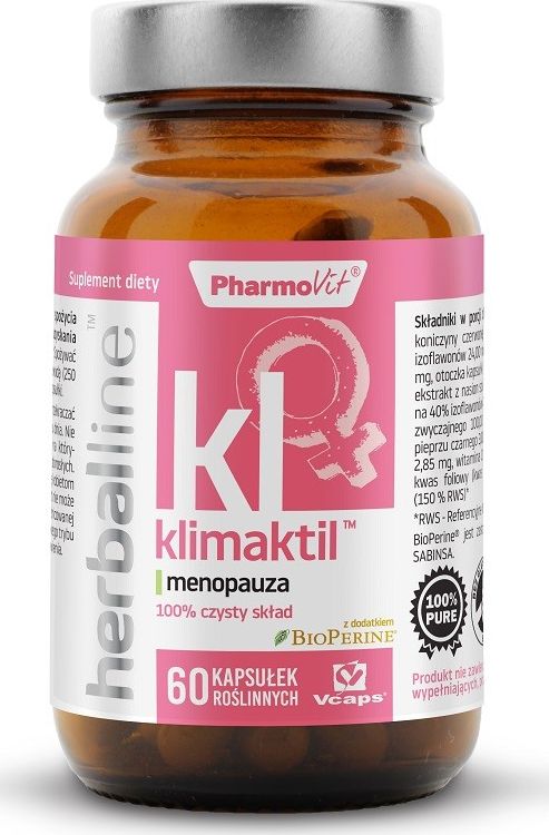 Pharmovit Klimaktil Herballine 60 Kaps. Pharmovit Menopauza Pieprz Czarny Bioperine Koniczyna Czerwona Chmiel Zwyczajny Maca Kwas Foliowy