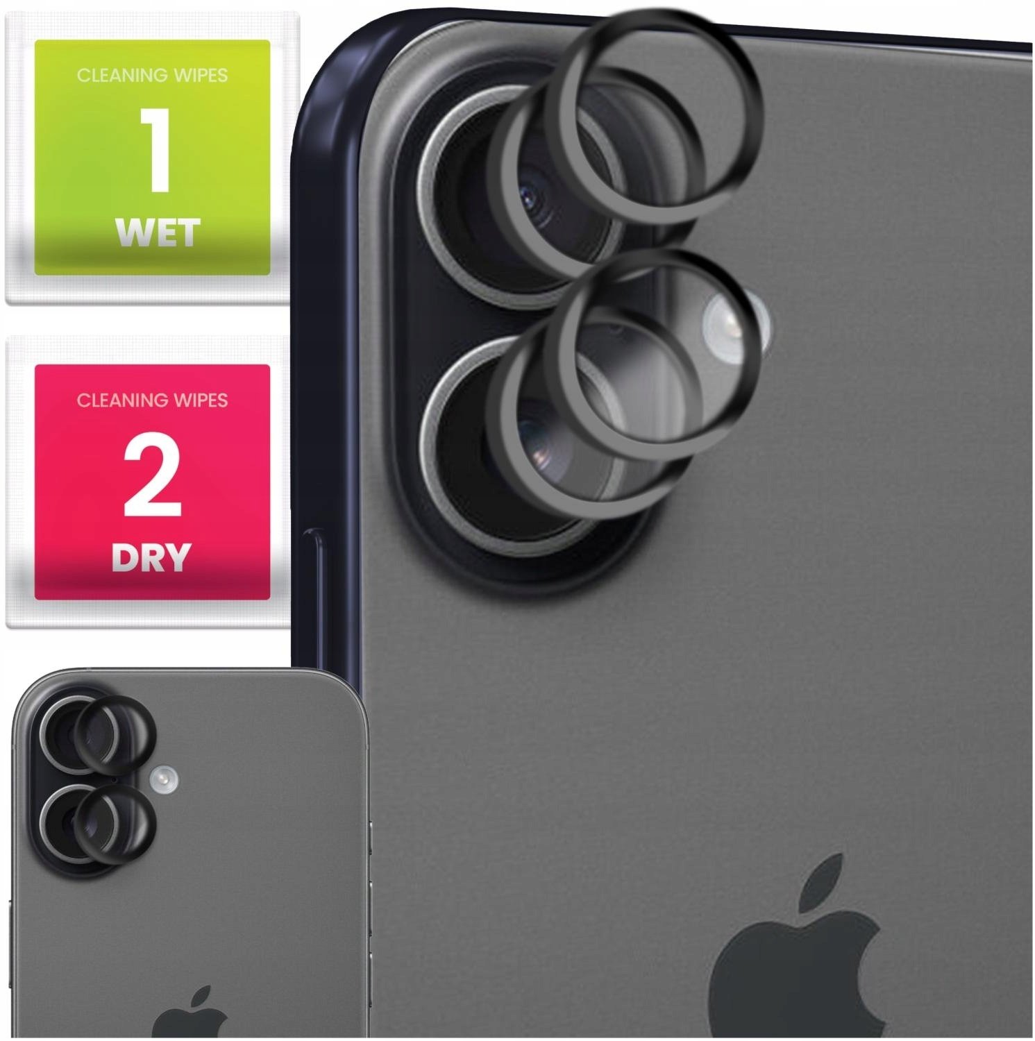 4x Szkło Na Aparat Do Apple iPhone 17 (Na Obiektywy, Czarne, Hartowane, 9H)