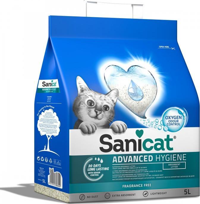 Żwirek dla kota Sanicat Advanced Hygiene, żwirek, dla kotów, 5l, bezzapachowy