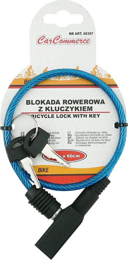 Carcommerce Blokada rowerowa 5mm x 60cm - kluczyk
