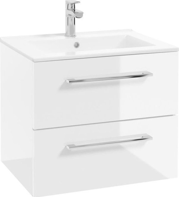 Szafka łazienkowa z umywalką 60 biała front połysk