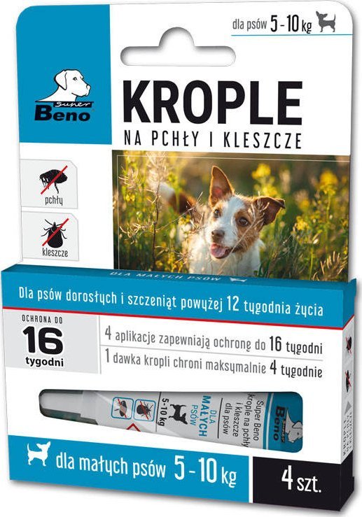 Super Beno krople przeciw pchłom dla małych psów (5-10 kg), 4 x 1 ml