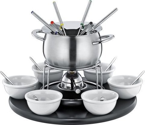 Hurtel Karuzela do fondue, dla 6 os., 2,0 l, stal nierdzewna/drewno/porcelana FONDUE / Spring
