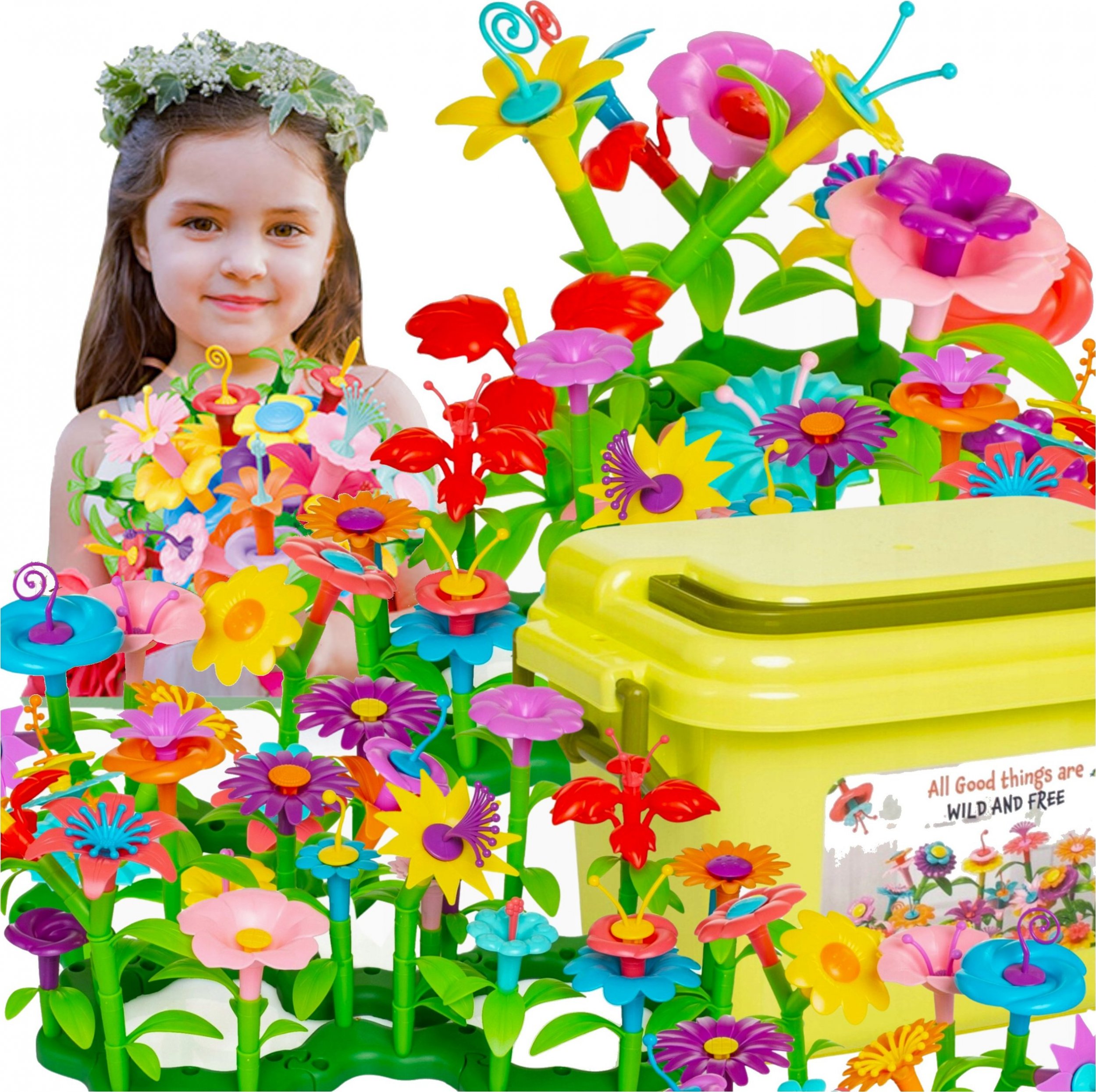 ProNice KLOCKI KWIATKI KONSTRUKCYJNE KWIATY OGRÓD DUŻE W KUFERKU MAGICZNE KREATYWNE