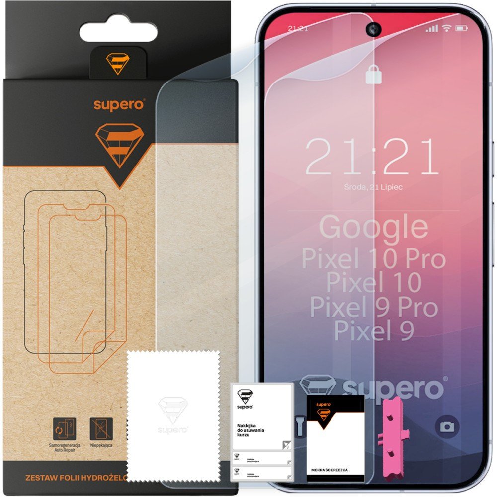 Folia hydrożelowa Supero do Google Pixel 10 Pro / 10 / 9 / 9 Pro, 2 szt.