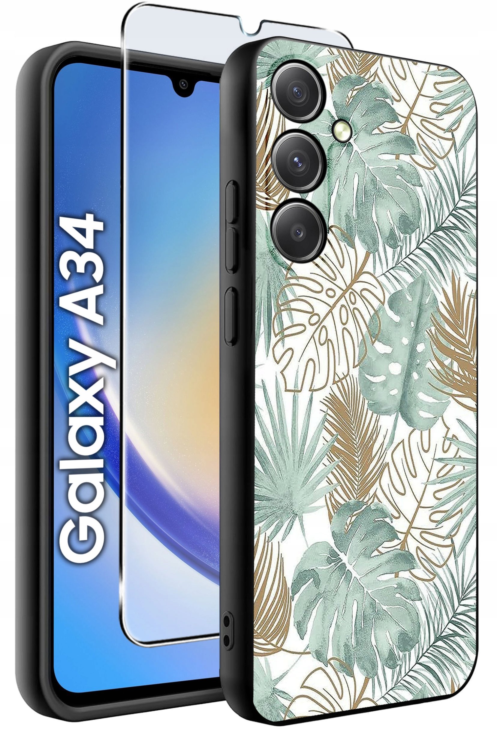 ETUI do Samsung A34 5G WZORY | SILIKONOWE MATT CASE + SZKŁO 9H