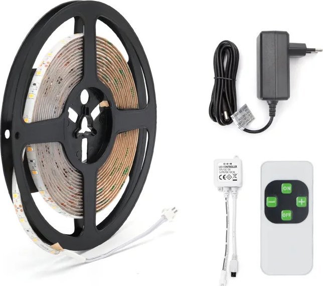 Taśma LED Aigostar Taśma LED 5m ciepła ze ściemniaczem-pilotem+zasilacz LED Pasek świetlny niskiego napięcia 5m