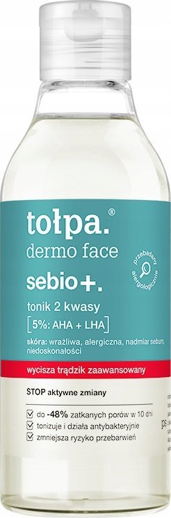Alkotest Dermo Face Sebio+ Tonik wyciszający trądzik 2 kwasy 5%: AHA + LHA 200ml