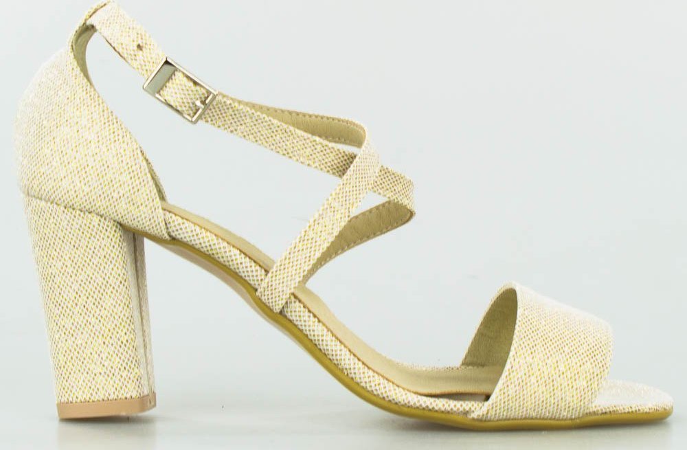 Optimo Sandały retro brokatowe białe złote Optimo-41