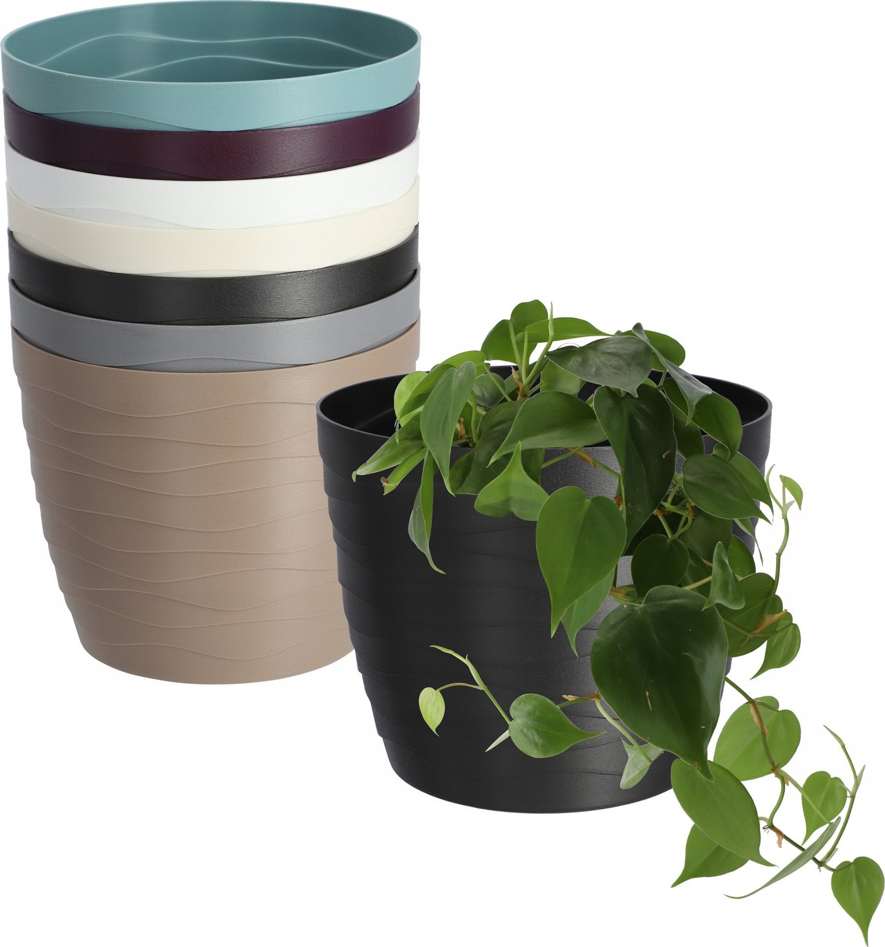 Kadax Doniczka Osłonka Na Kwiaty Okrągła Czarna 19 cm