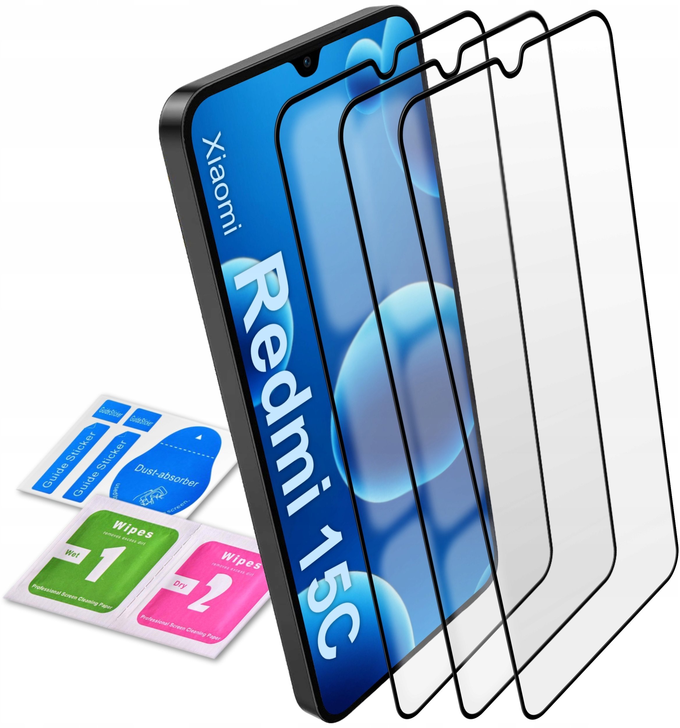 krainaGSM 3x Szkło hartowane na cały ekran do Xiaomi Redmi 15C 5G szybka ochronna 5D
