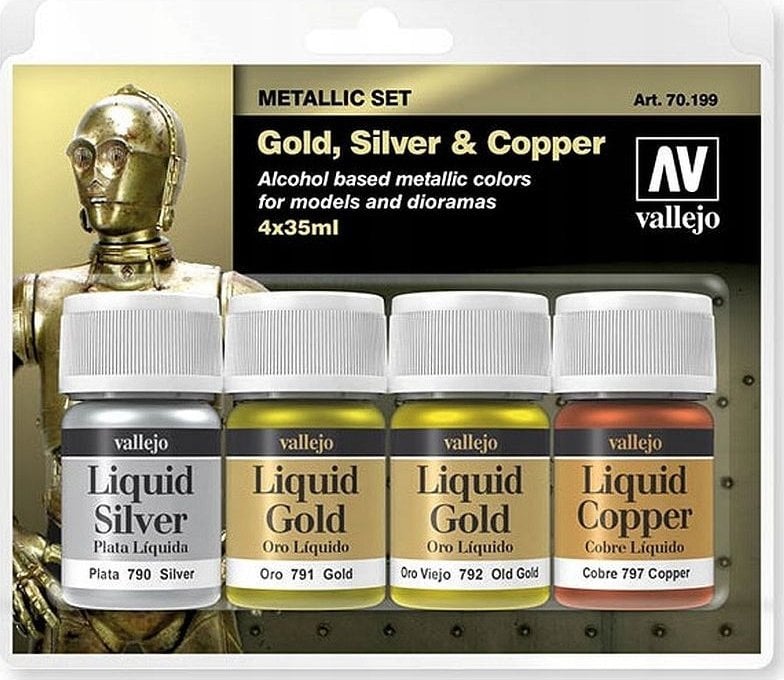 Vallejo Vallejo: Metallic Set - Liquid Gold Silver Copper 4x 35 mm