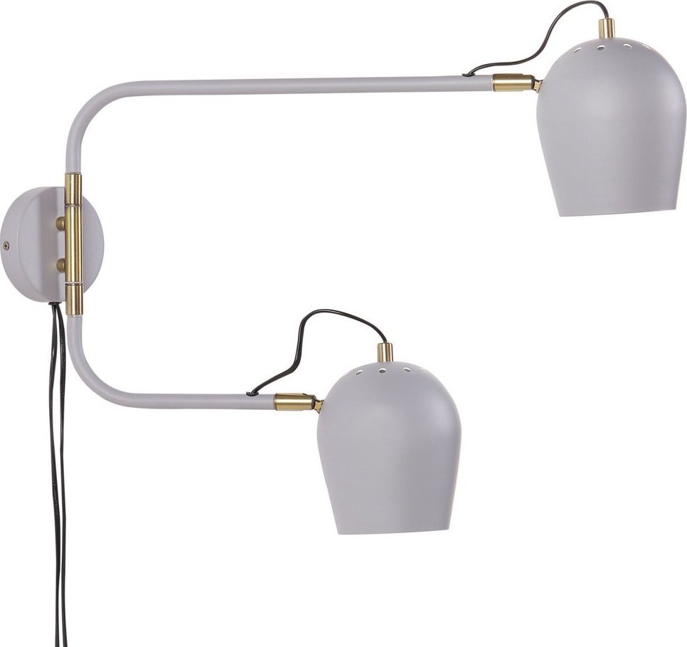 Kinkiet Beliani Lampa ścienna 2-punktowa metalowa jasnoszara ESTRELLA