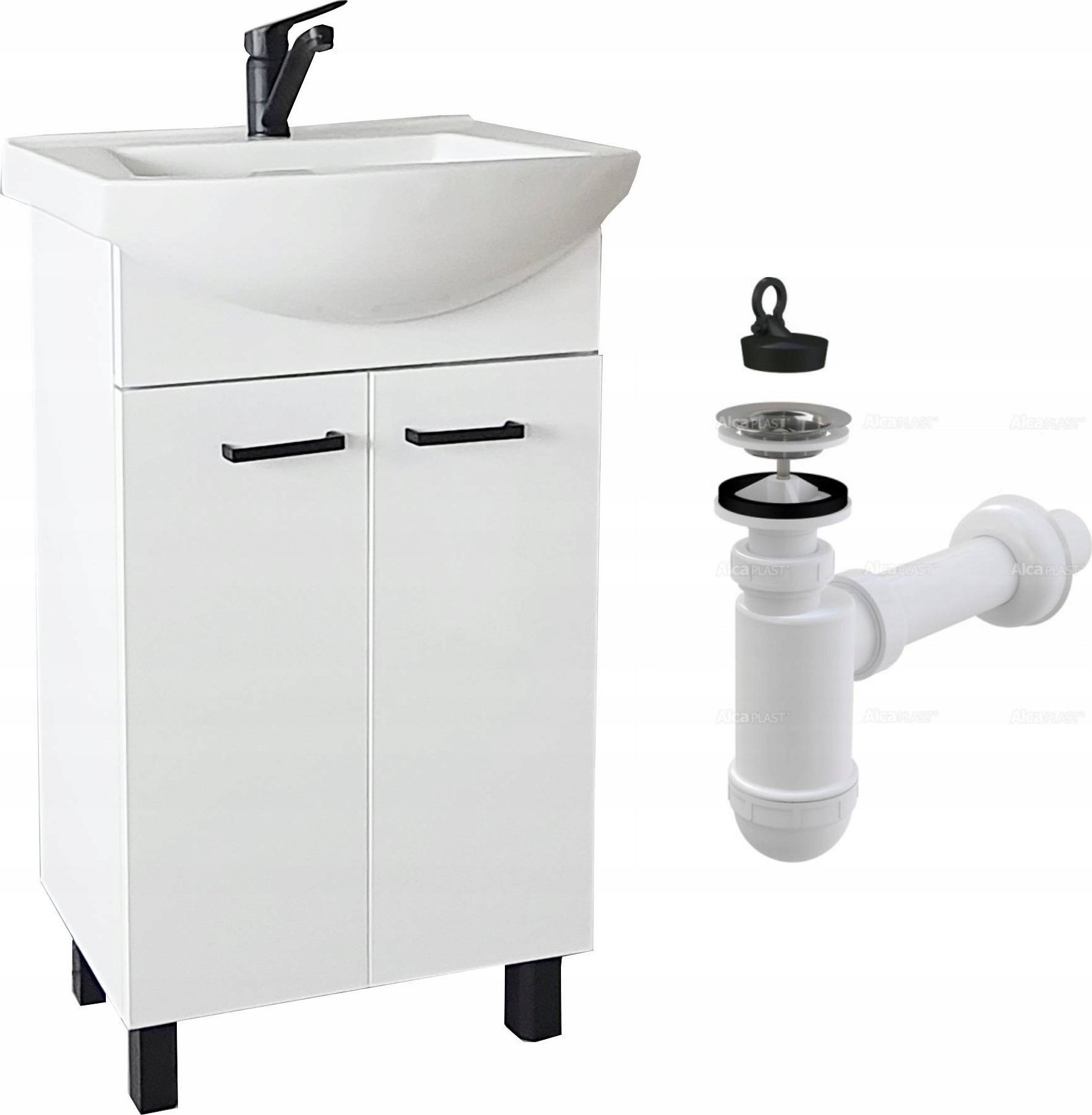 Stamar Szafka łazienkowa z umywalką bateria syfon 4 ele