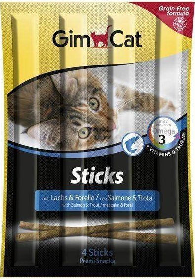 Gimcat GIMCAT STICKS 20g ŁOSOŚ&PSTRĄG 4szt. /24