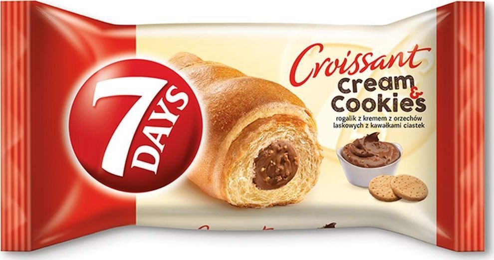 7 DAYS 7 Days Cream & Cookies Rogalik z kremem z orzechów laskowych z kawałkami ciastek 60 g