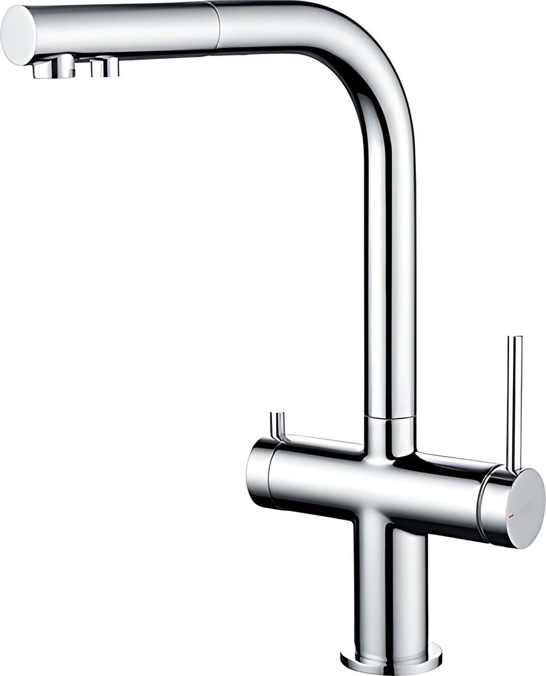 Bateria kuchenna Blue Water Blue Water Delta Chrom Trójdrożna bateria kuchenna z wyciąganą wylewką