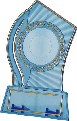 Tryumf Trofeum plastikowe - przezroczysto - złote z miejscem na wklejkę 25/40mm i tabliczkę 56mmX18mm T-M (PS130/BL/G)