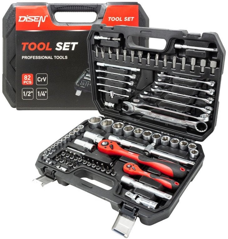 Zestaw kluczy nasadki bity 1/2" 1/4" 82 el.