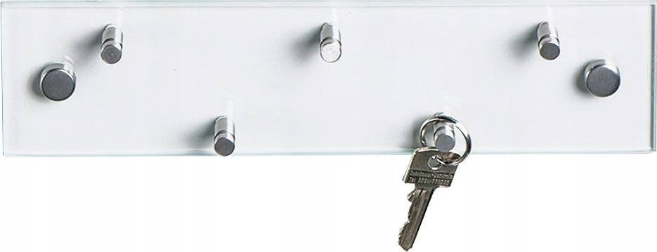 Zeller Wieszak na klucze 30x8 cm + 5 haczyków, szkło, stal nierdzewna, ZELLER