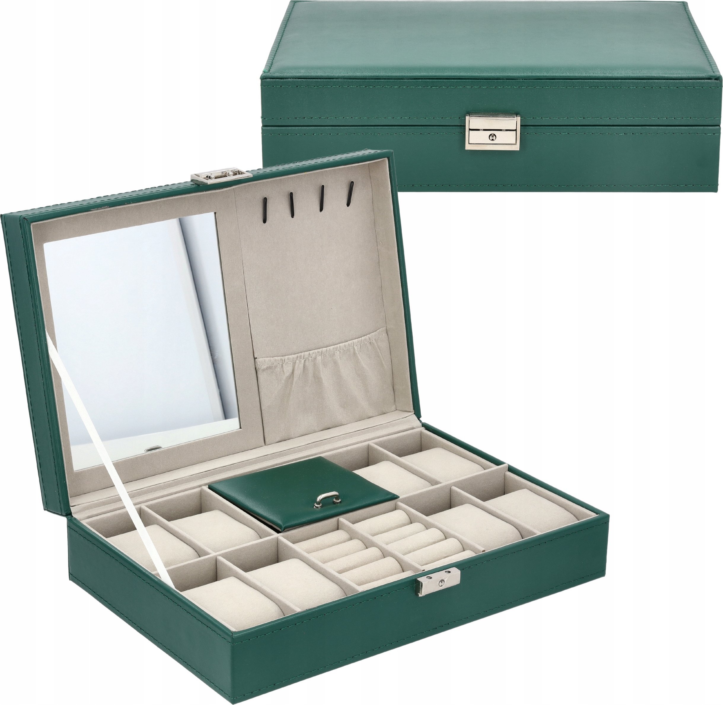 SZKATUŁKA PUDEŁKO ORGANIZER NA BIŻUTERIĘ ZEGARKI LUSTERKO SKÓRA G4