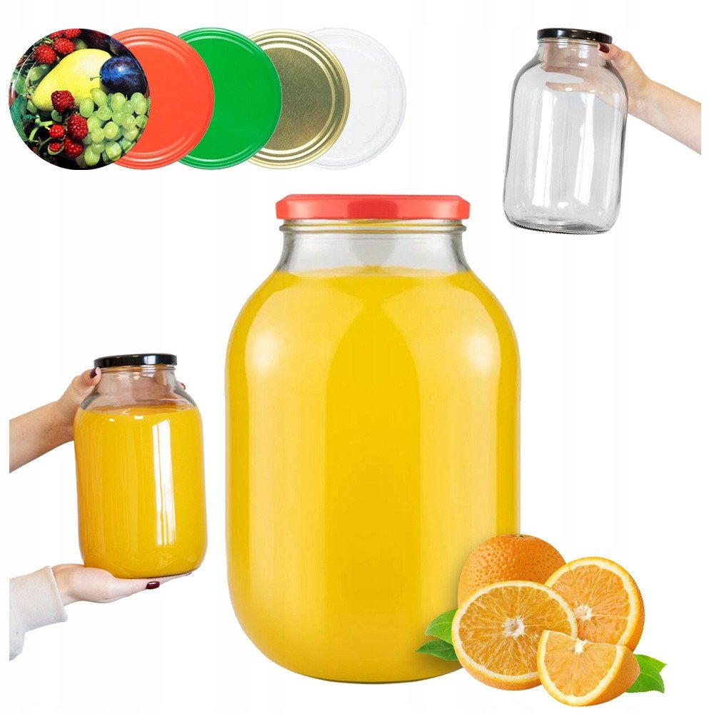 SŁOIK 3L DŻEM PRZETWORY NALEWKI + WIECZKO fi100