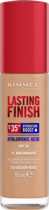 Rimmel Lasting Finish 35H silnie nawilżający i długotrwale kryjący podkład do twarzy z filtrem SPF20 210 Golden Beige 30ml