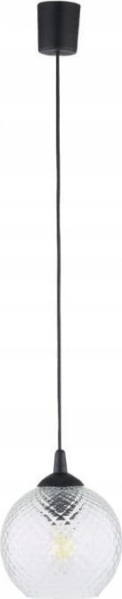 Lampa sufitowa wisząca 1xE27 110cm Czarna ze szklanym żebrowanym kloszem