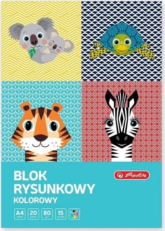 Herlitz Blok rysunkowy A4/20K kolor Cute Animals (10szt)