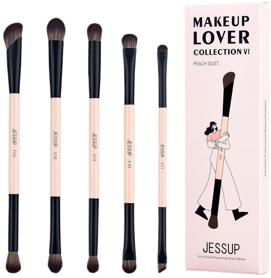 JESSUP 10-in-5 Duo-End Brush Versatility Collection zestaw dwustronnych pędzli do makijażu Peach Dust 5szt.