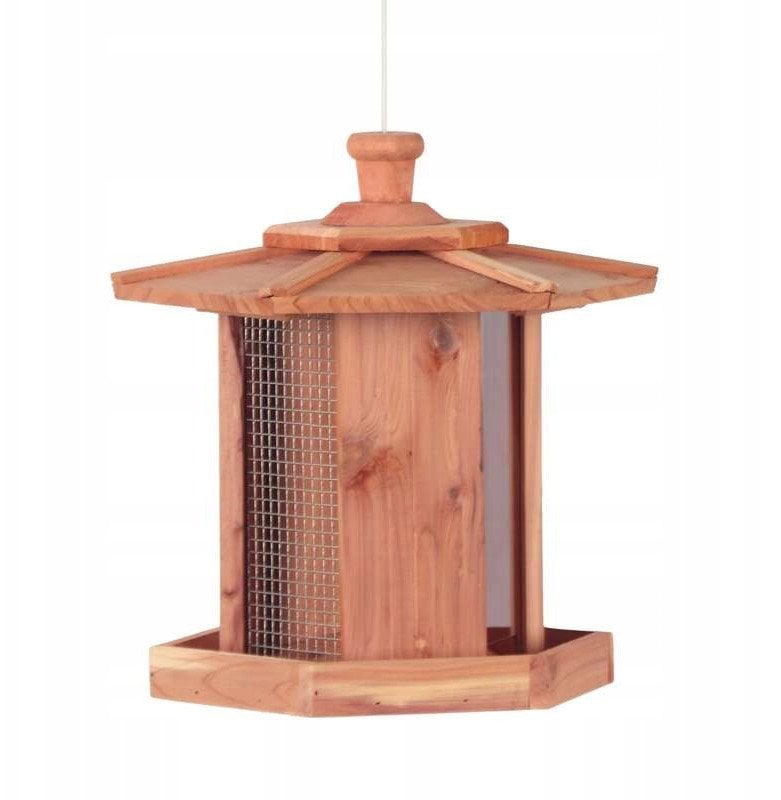 Karmnik dla ptak�w, czerwony cedr, wisz�cy 26,5x23x27,5 cm