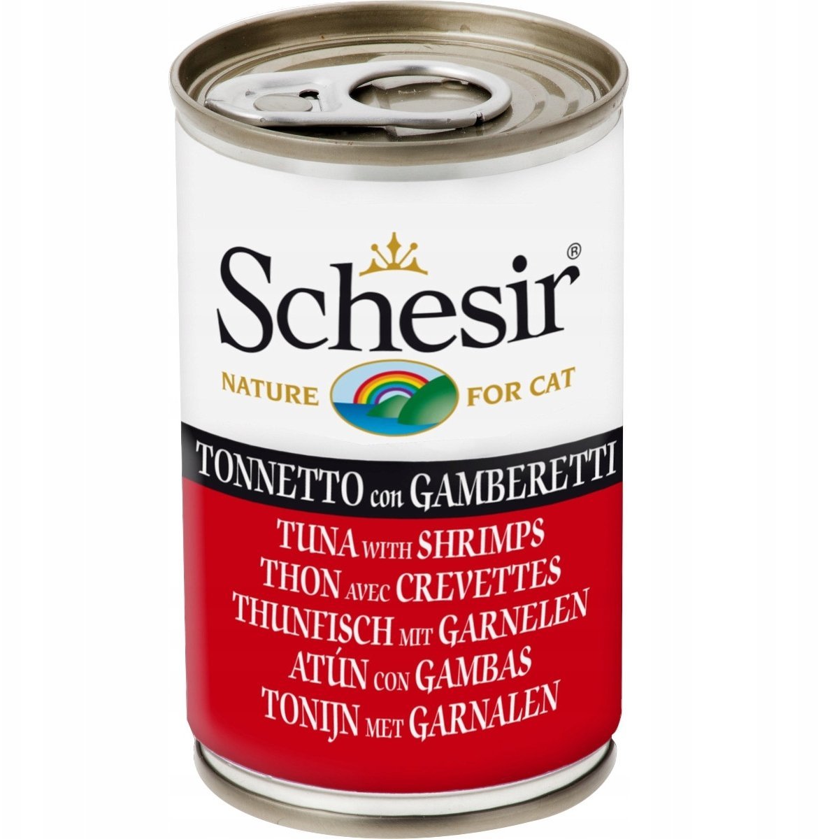 Schesir C&B karma mokra dla kotów tuńczyk z krewetkami w galarecie 140 g puszka