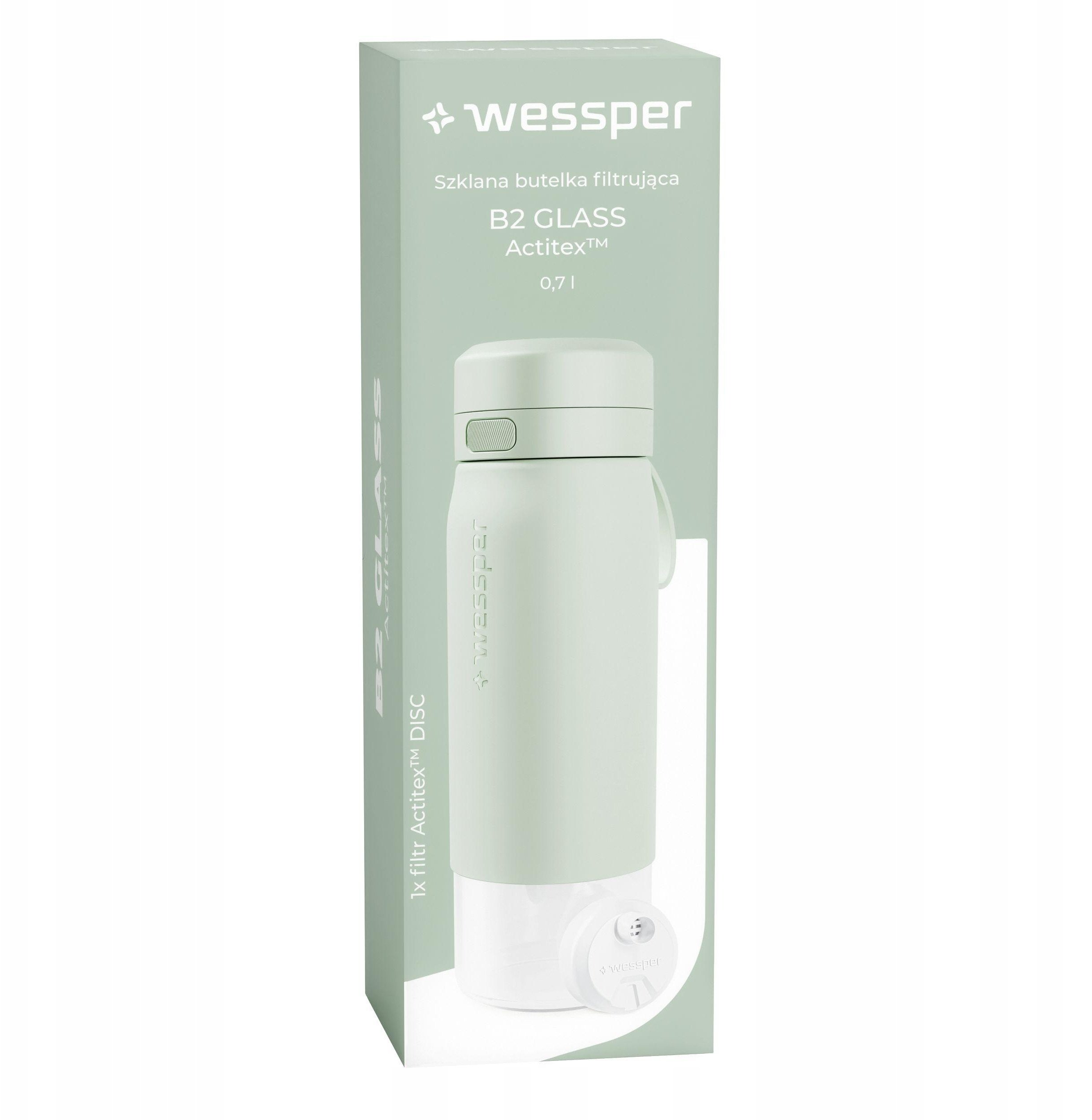 Butelka filtrująca Wessper B2 GLASS Actitex™ 700ml Mint (WES270-700-MT_K)