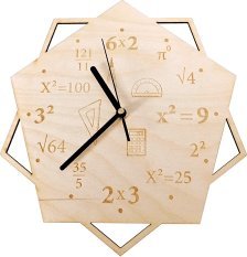 Koszulkowy Zegar dla nauczyciela matematyki - drewniany zegar ścienny z grawerem
