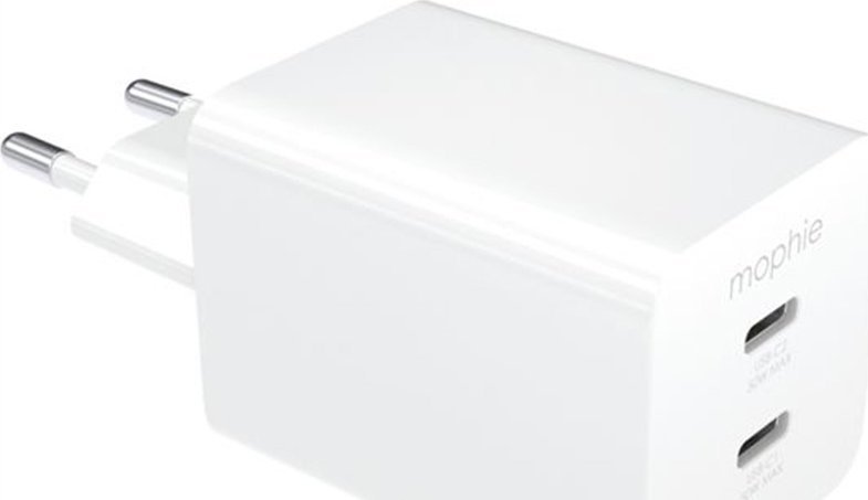 Ładowarka Mophie Essentials Power Adapter Dual USB-C PD 50W EU biały