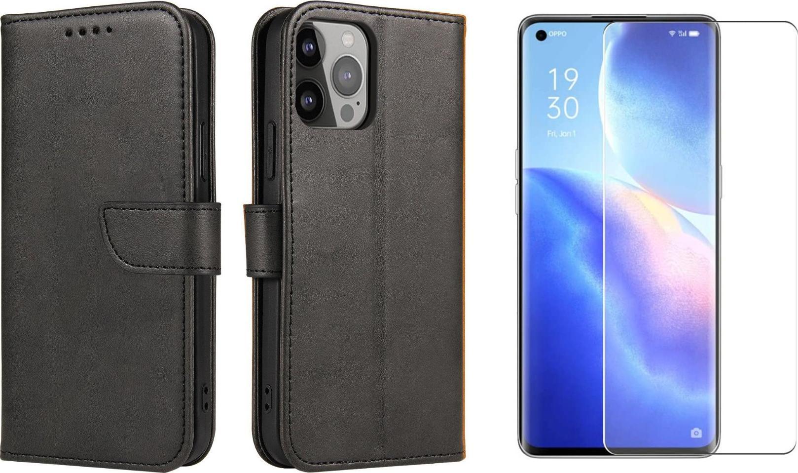 Braders Etui Portfel Magnet Case Wallet + Szkło Płaskie do Oppo Reno 5 / Reno 5 5G