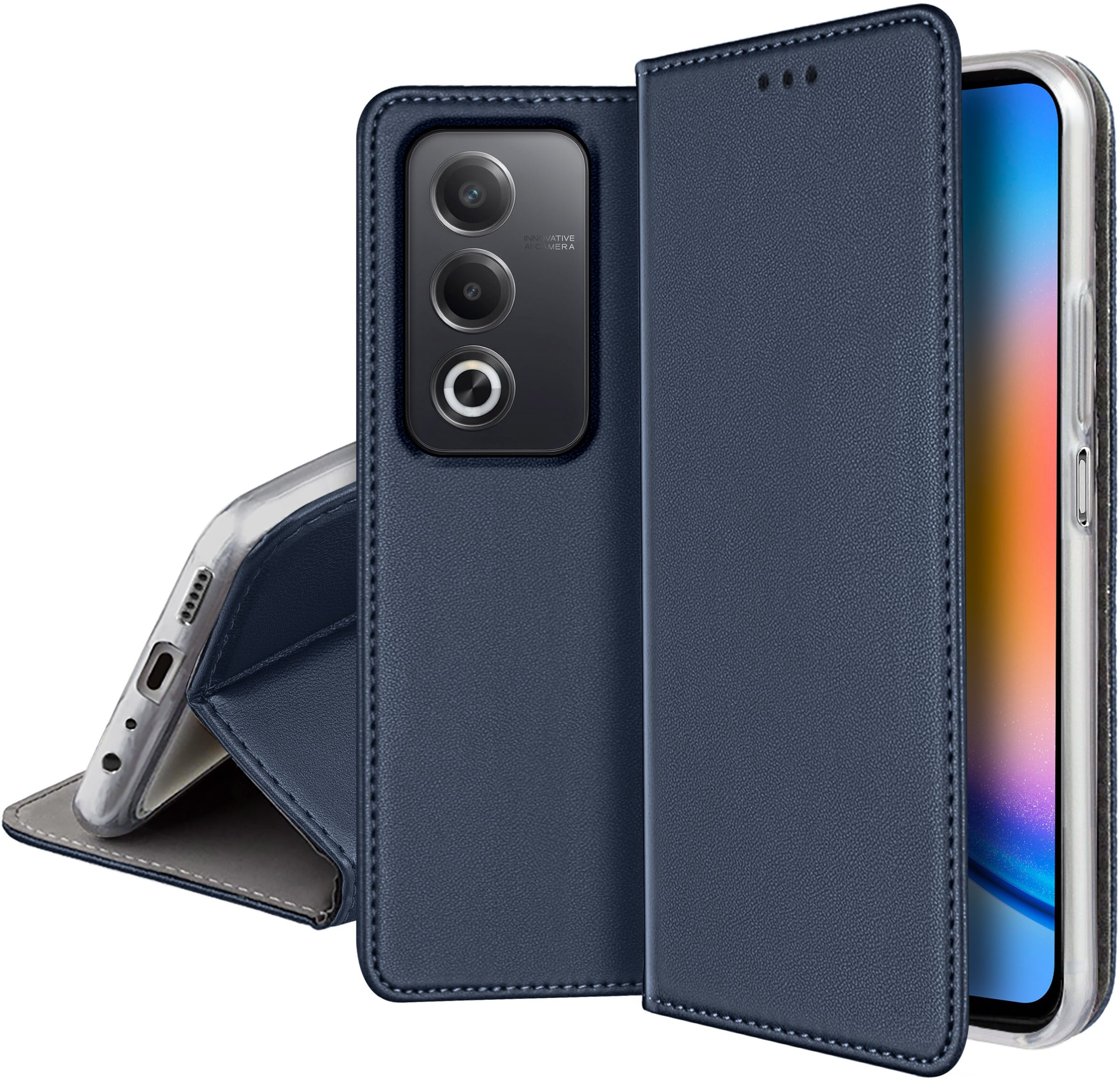 ETUI SKÓRZANE do Oppo A80 5G MAGNETYCZNE BOOK CASE TOKRA SZKŁO 9H