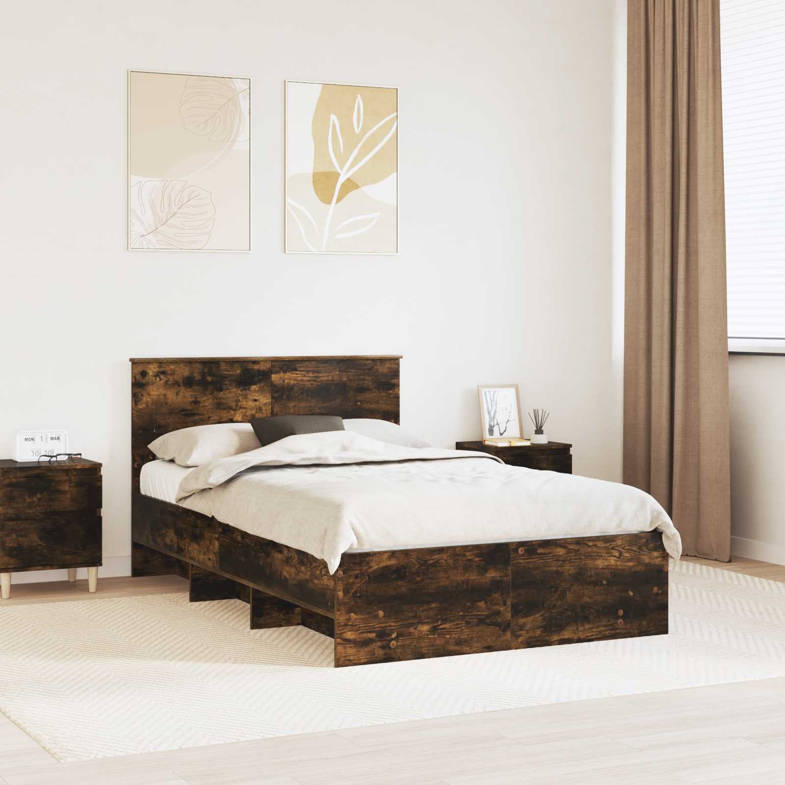 vidaXL Ramka łóżka Dąb wędzony 120 x 123 cm