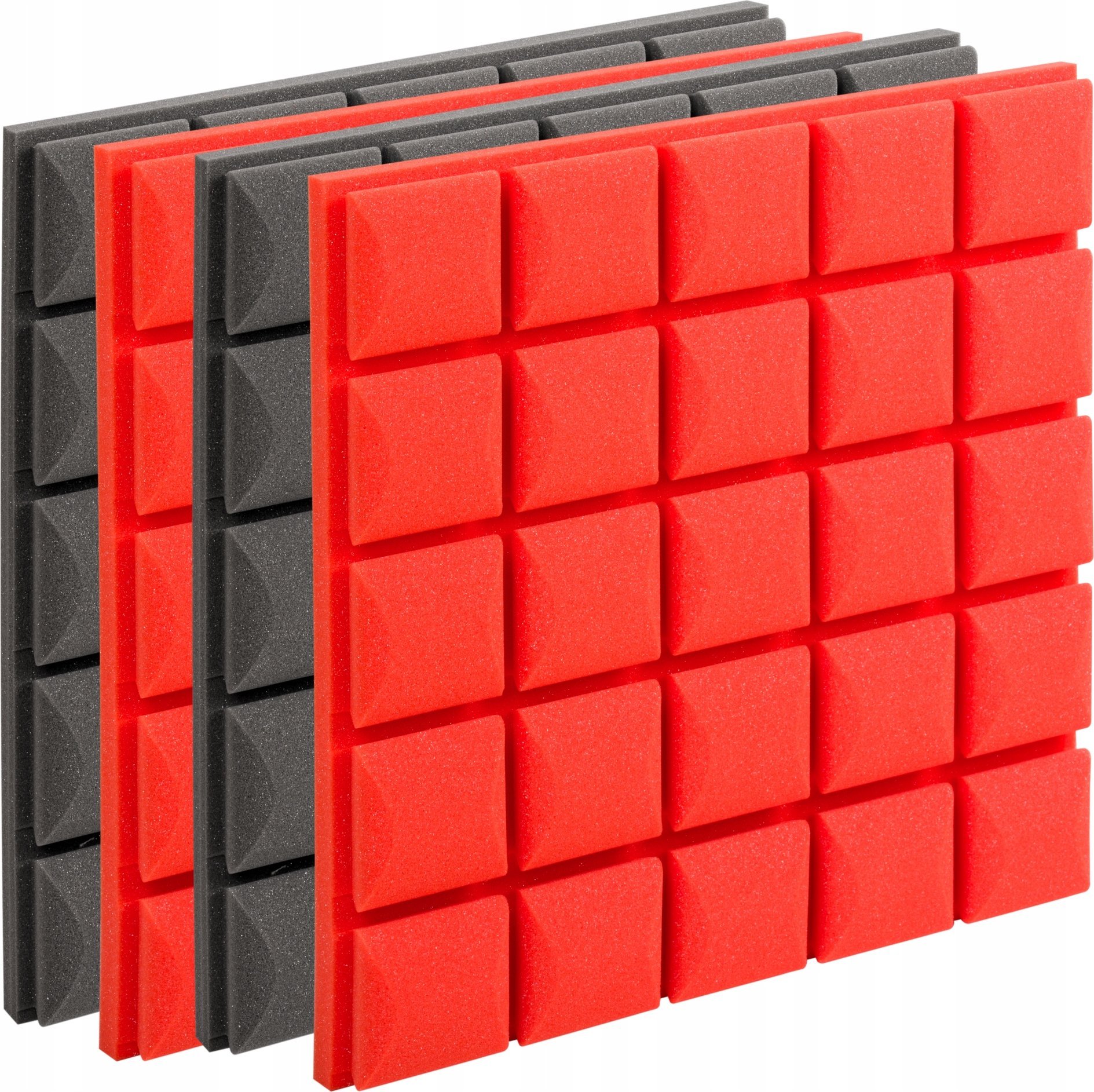 Panele akustyczna kostka wygłuszająca pogłos akustyka czerwona szara 5cm