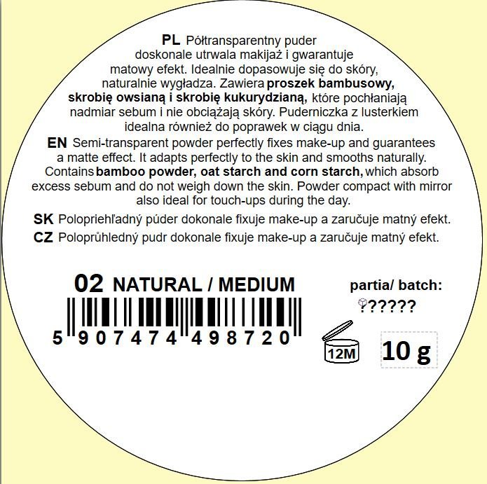 Hean Puder utrwalający Feel Natural! Fixing powder 10g Natural/Medium (02)