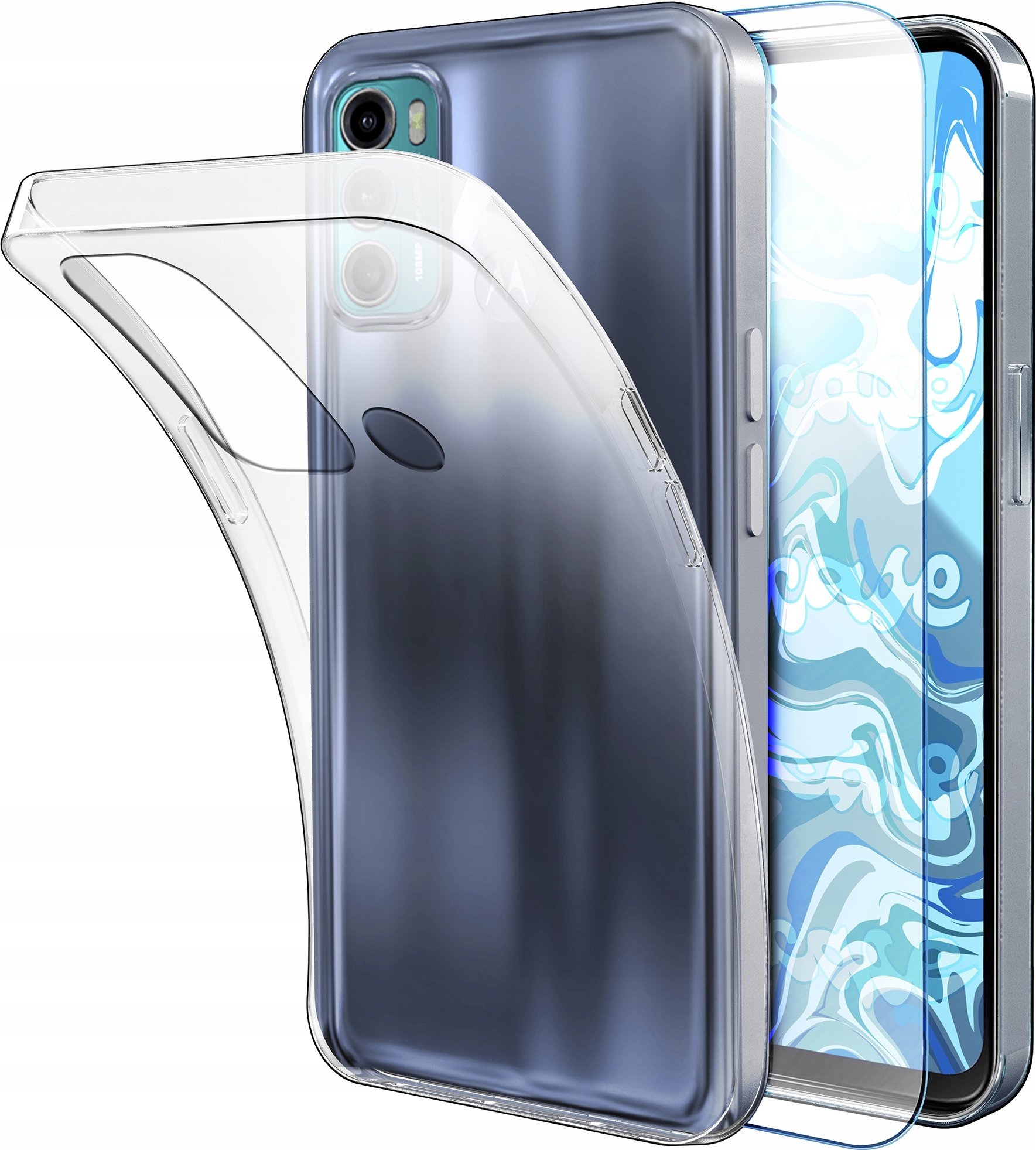 Etui Do Motorola Moto G60 (Przezroczyste, Silikonowe, Ochronne) Szkło 9H