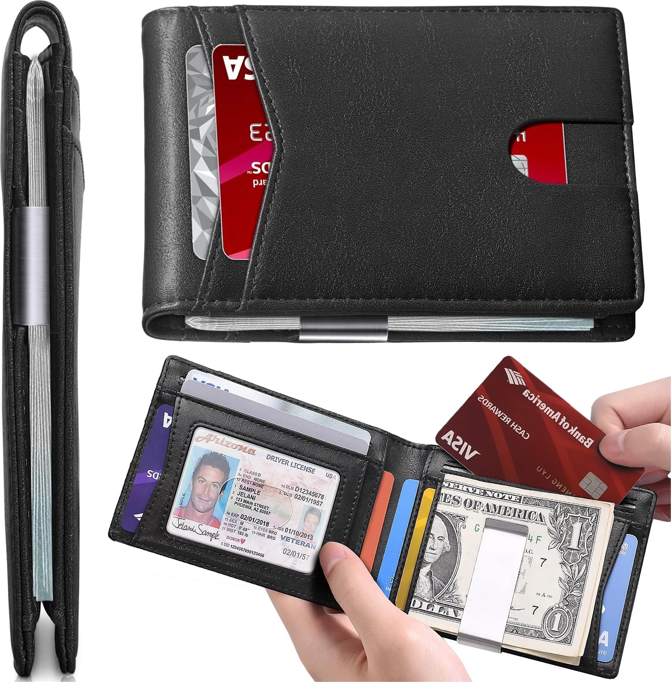 Portfel RFID Etui ochronne blokujące sygnał na karty dokumenty cienki Alogy Small męski damski Wallet Czarny