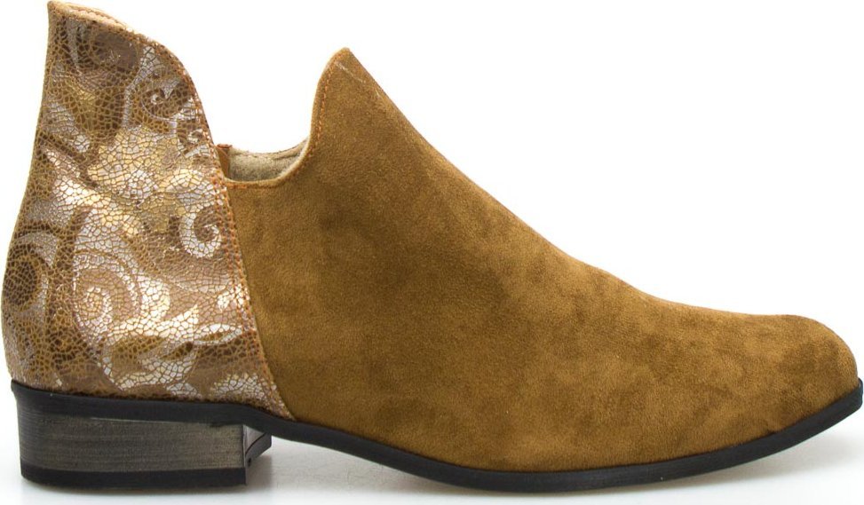 Optimo Botki zamszowe z mozaiką rude Optimo-41