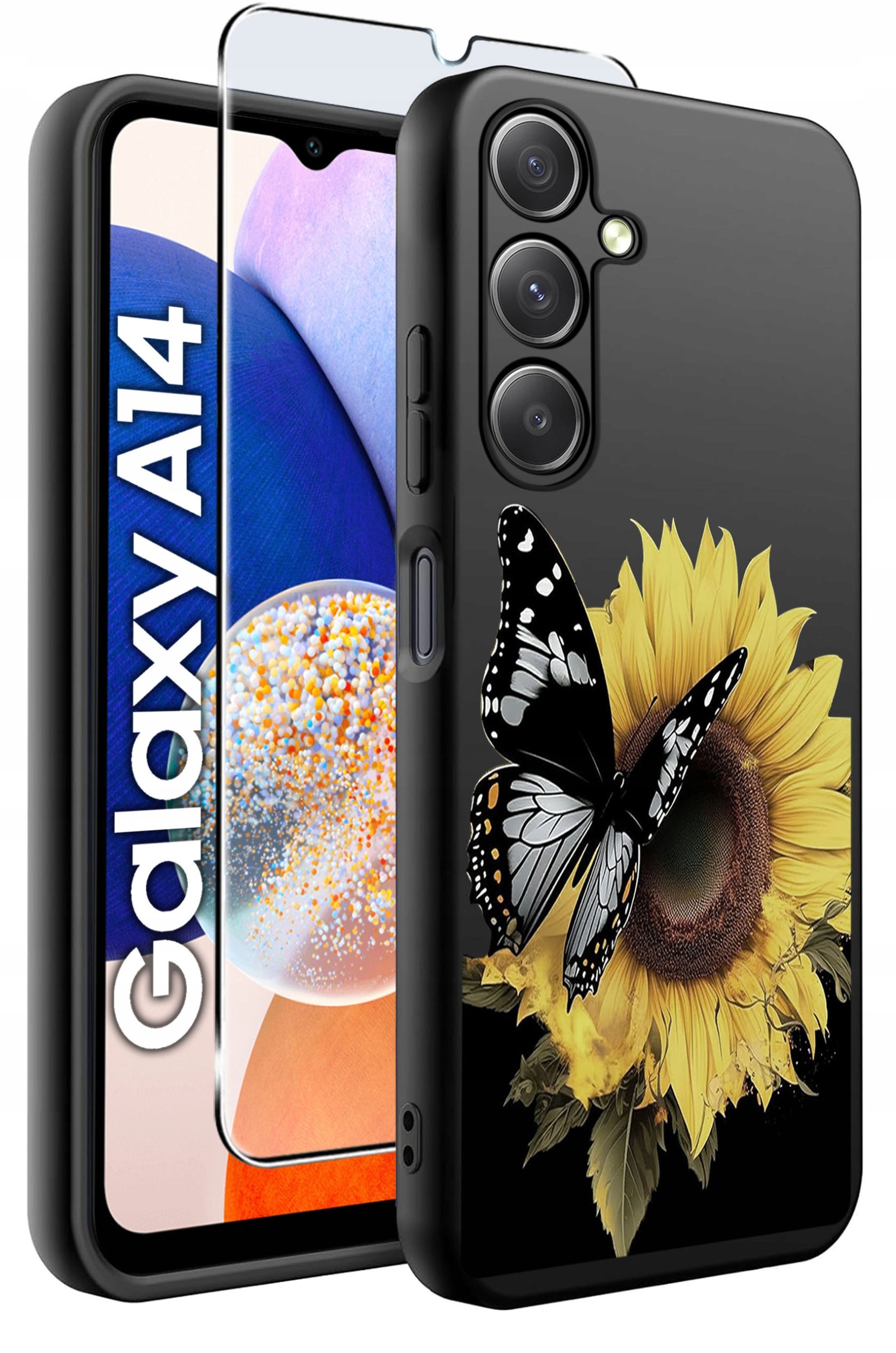 ETUI do Samsung A14 5G WZORY | SILIKONOWE MATT CASE + SZKŁO HARTOWANE 9H