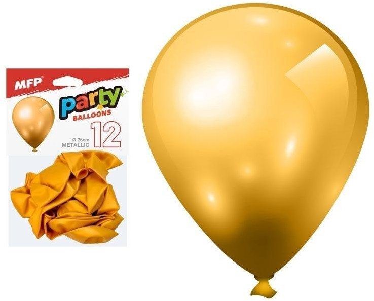 balon dmuchany 12 szt. worek metal 26cm złoty 8000191